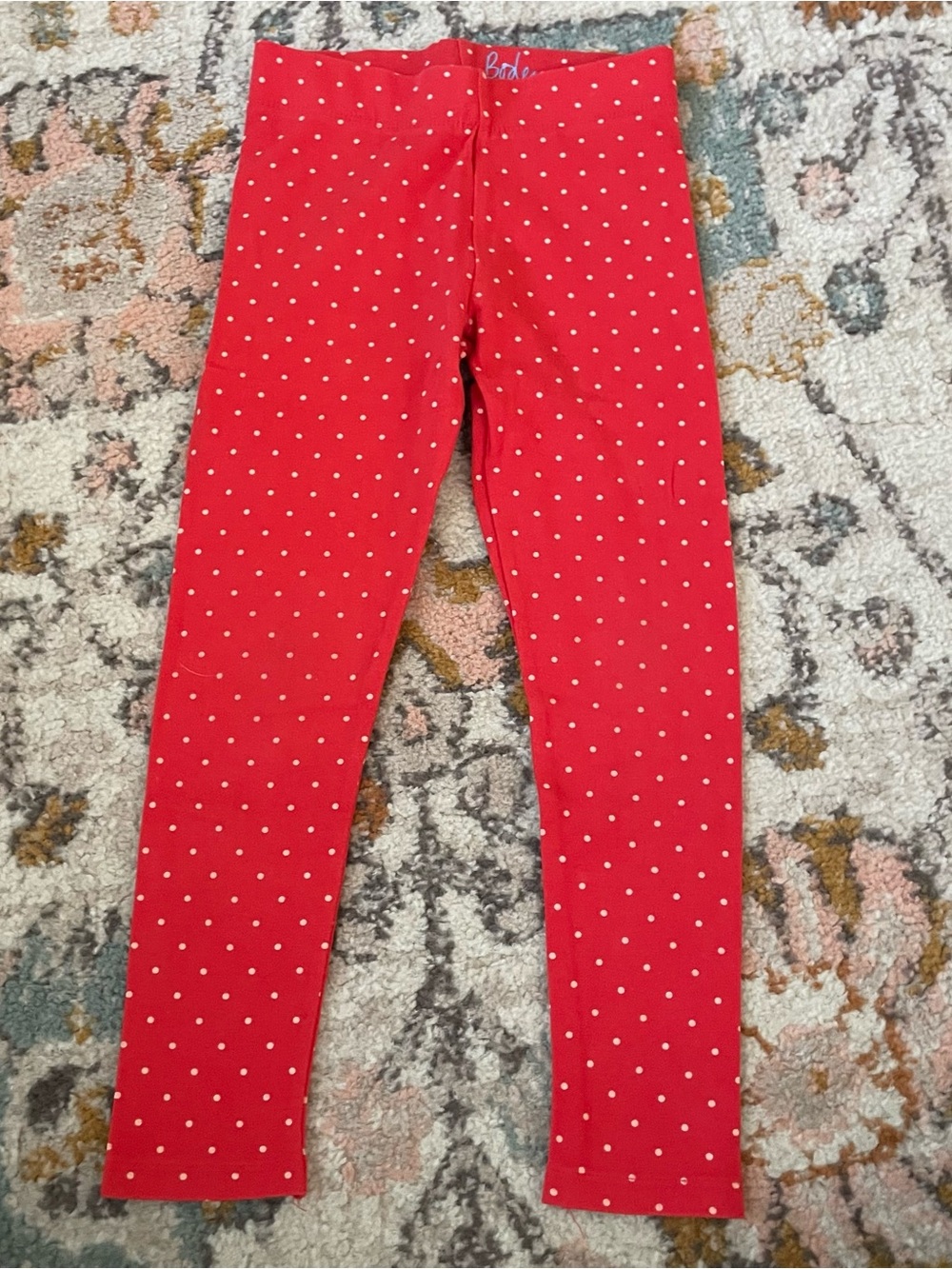 Boden Red Polka Dot Kids Leggings 6/7